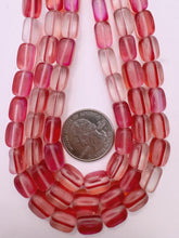 matte red clear AB, mermaid glass (mystic aura quartz), 11x7mm rectangle nugget, 15" strand, sold per strand