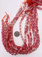 matte red clear AB, mermaid glass (mystic aura quartz), 11x7mm rectangle nugget, 15" strand, sold per strand