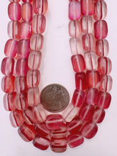 matte red clear AB, mermaid glass (mystic aura quartz), 14x8mm rectangle nugget, 15" strand, sold per strand