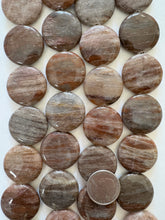 brown banded agate, 30x30x8mm coin, 15" strand, SOLD PER STRAND