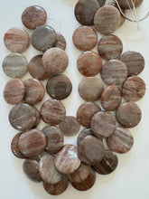 brown banded agate, 30x30x8mm coin, 15" strand, SOLD PER STRAND