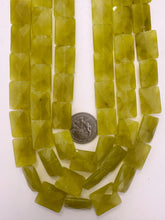olive jade, 19x15x5mm faceted rectangle, 15" strand, sold per strand (batch 5)