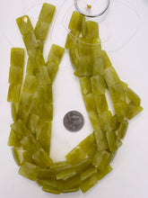 olive jade, 19x15x5mm faceted rectangle, 15" strand, sold per strand (batch 5)