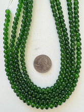 dark jade green, vintage look glass, 6mm round, 15" strand, sold per strand