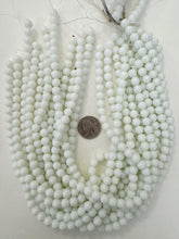 slightly yellow tone white, vintage look glass, 8mm round, 15" strand, sold per strand