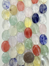 fairy glass (cherry quartz),  25x19x10mm oval, 15" strand, sold per strand