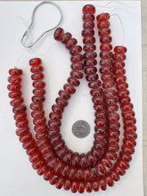 dark red black white evil eye, vintage look glass, 17x10mm rondelle, 15" strand, sold per strand