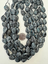 color enhanced black labradorite: blue green, 20x14x7mm pear teardrop, 15" strand,  SOLD PER STRAND