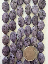 purple enhanced kiwi quartz, 19x13x6mm horse eye oval, 15" strand, SOLD PER STRAND