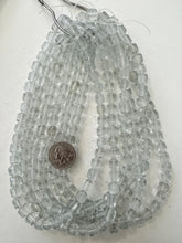 clear, vintage stock glass, 10x8mm faceted barrel, 15" strand, sold per strand