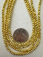 gold plated glass, 3x2.5mm faceted rondelle, 15" strand, sold per strand