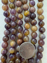 color enhanced quartz: yellow purple, 10mm round, 15" strand,  SOLD PER STRAND