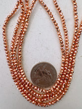 copper plated glass, 3x2.5mm faceted rondelle, 15" strand, sold per strand