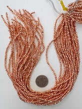 copper plated glass, 3x2.5mm faceted rondelle, 15" strand, sold per strand