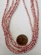 metallic pink plated glass, 3x2.5mm faceted rondelle, 15" strand, sold per strand