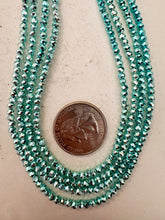 metallic light electric blue plated glass, 3x2.5mm faceted rondelle, 15" strand, sold per strand