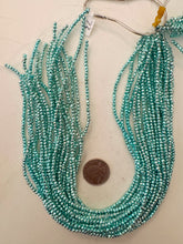 metallic light electric blue plated glass, 3x2.5mm faceted rondelle, 15" strand, sold per strand