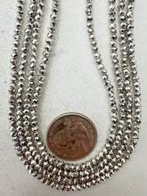 metallic antique silver plated glass, 3x2.5mm faceted rondelle, 14" strand, sold per strand