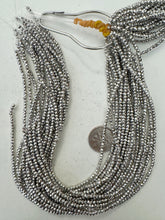 metallic antique silver plated glass, 3x2.5mm faceted rondelle, 14" strand, sold per strand