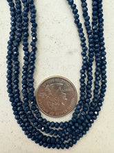 dark sapphire blue glass, 3x2.5mm faceted rondelle, 15" strand, sold per strand