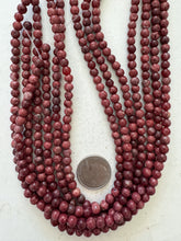 color enhanced jasper: dark pale maroon red, 6mm round, 15" strand,   SOLD PER STRAND