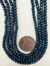 dark sapphire blue glass, 4x3mm faceted rondelle, 15" strand, sold per strand