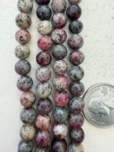 color enhanced serpentine: gray red magenta, 8mm round, 15" strand,   SOLD PER STRAND