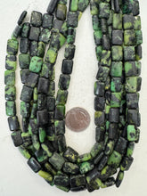 chinese chrysocolla, semi dull finish, 14x10x4mm rectangle, 15" strand,  SOLD PER STRAND