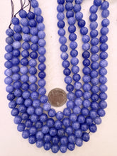 color enhanced quartz: dark periwinkle blue lavender, 10mm round, 15" strand,  SOLD PER STRAND