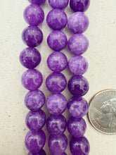 color enhanced quartz: purple, 10mm round, 15" strand,  SOLD PER STRAND