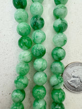 color enhanced quartz: green, 10mm round, 15" strand,  SOLD PER STRAND