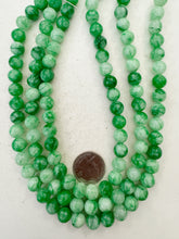 color enhanced quartz: green, 10mm round, 15" strand,  SOLD PER STRAND