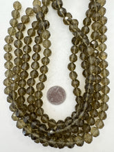 smokey quartz, semi dull finish, 10mm faceted round, 15" strand,  SOLD PER STRAND