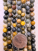 autumn tones jasper, 8mm faceted round, 15" strand,  SOLD PER STRAND
