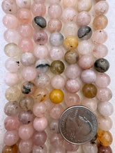 pink inclusions quartz, 10mm round, 15" strand, SOLD PER STRAND