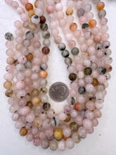 pink inclusions quartz, 10mm round, 15" strand, SOLD PER STRAND