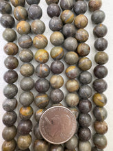 gray golden jasper, semi dull finish, 10mm  round, 15" strand, SOLD PER STRAND