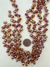 dark orange, silver purple AB coating, glass, 10x8x8mm fancy cut faceted teardrop briollete pendant, 13" strand,   SOLD PER STRAND