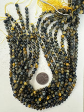 blue yellow tiger eye, 6mm round, 15" strand, sold per strand