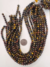 tiger eye, red tiger eye, tiger iron mix, 6mm round, 15" strand, sold per strand
