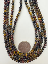 tiger eye, red tiger eye, tiger iron mix, 4mm round, 15" strand, sold per strand