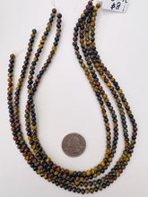 tiger eye, red tiger eye, tiger iron mix, 4mm round, 15" strand, sold per strand