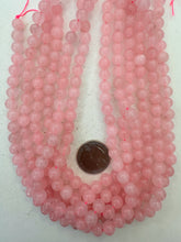 color enhanced rose quartz, 8mm round, 15" strand,   SOLD PER STRAND