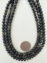 sheen obsidian, 6mm round, 15" strand, sold per strand