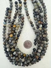 dark gray fall tones jasper, 8mm round, 15" strand,   SOLD PER STRAND