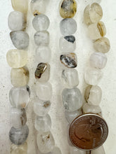 inclusions quartz, 11-15mm mixed size tumbled nugget, 15" strand,   SOLD PER STRAND