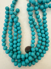 turquoise blue brown veins, vintage stock resin, 12mm round, 15" strand,  SOLD PER STRAND