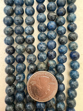 color enhanced serpentine: dark blue, 8mm round, 15" strand,   SOLD PER STRAND