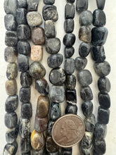 black jasper quartz mix, semi dull finish, 12x8x8mm mixed nugget, 15" strand,   SOLD PER STRAND