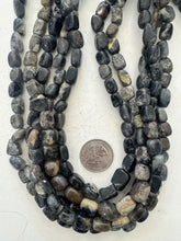black jasper quartz mix, semi dull finish, 12x8x8mm mixed nugget, 15" strand,   SOLD PER STRAND